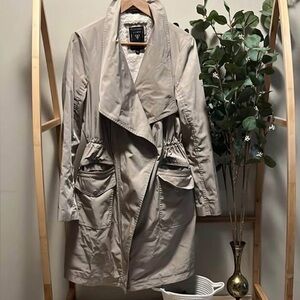 Guess Beige Women's Trench Coat with Shawl Collar